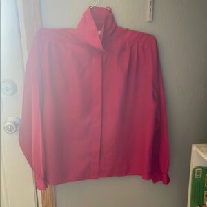 Red Blazer with High Collar and Zipper Closure